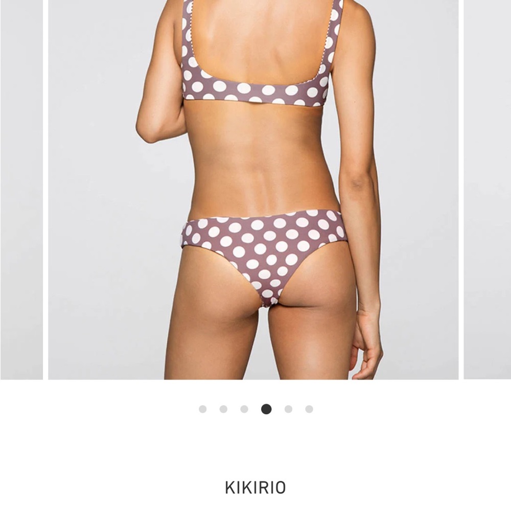 Kikirio Brown and Cream Polka Dot and Stripe Bikini Bottom reversible. NWT small